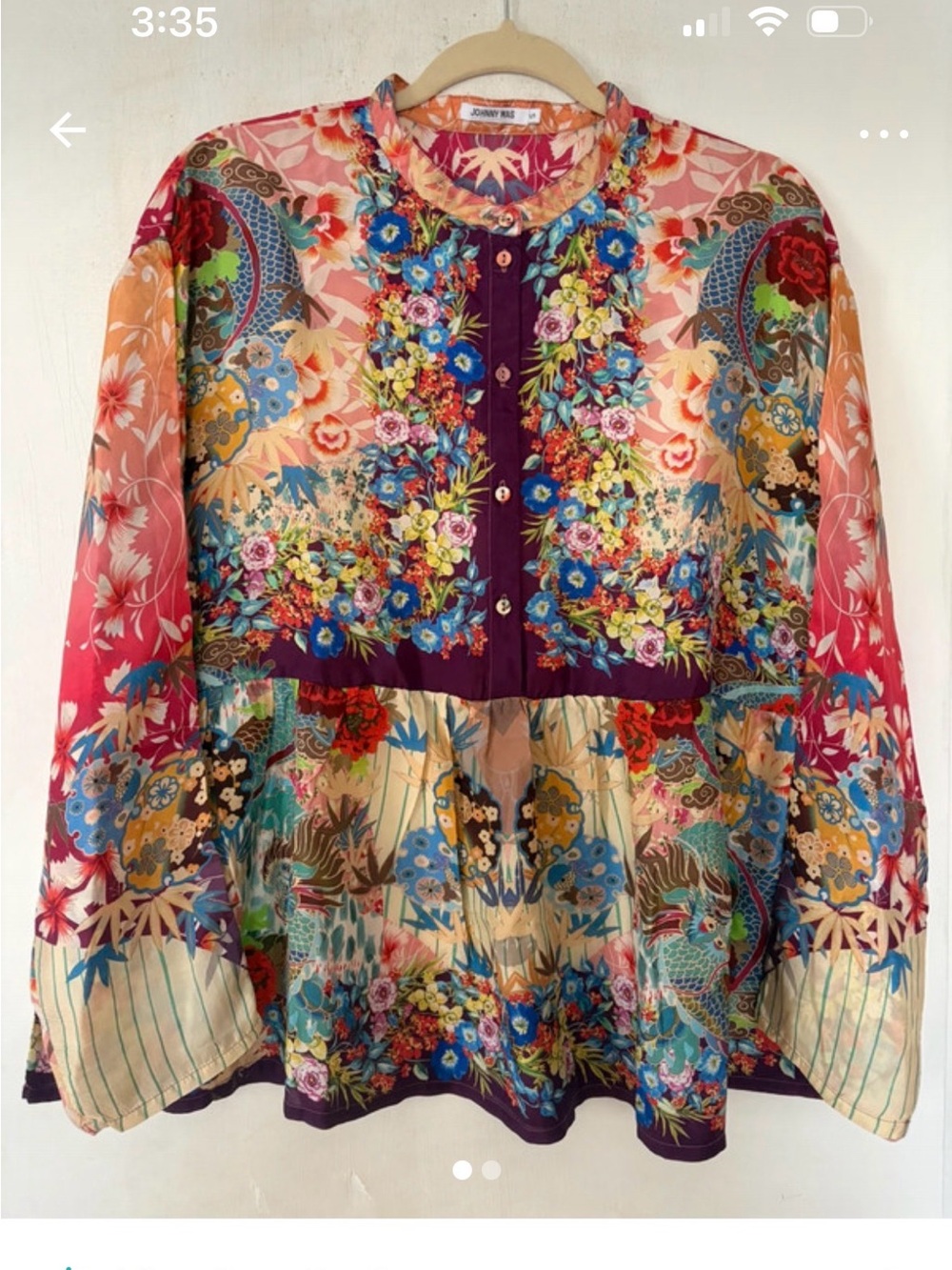 Johnny Was Multicolor Floral Patchwork Button-Front Blouse NWT’s